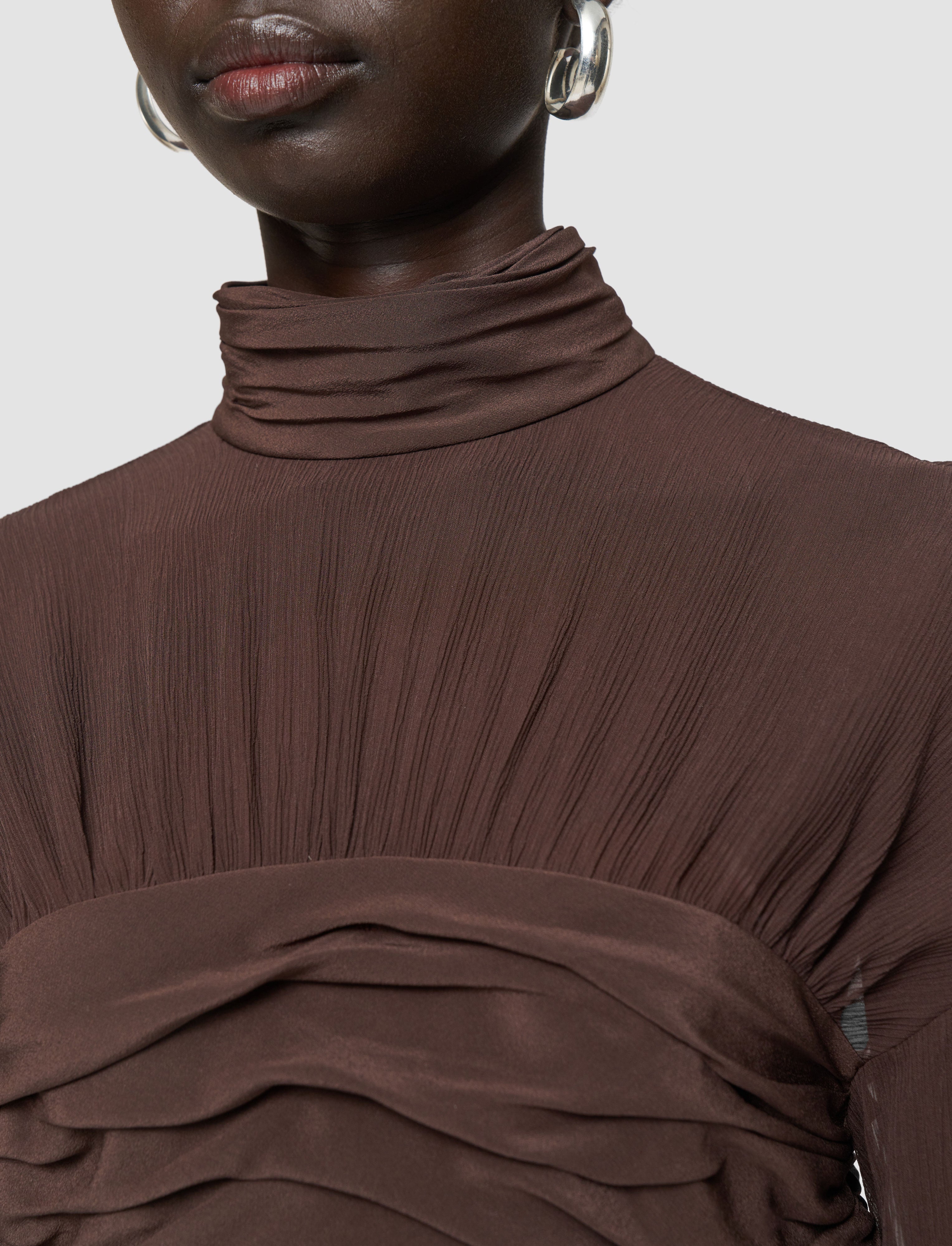ブラウン-rachel-crepe-de-chine-シルク-ブラウス-JOSEPH