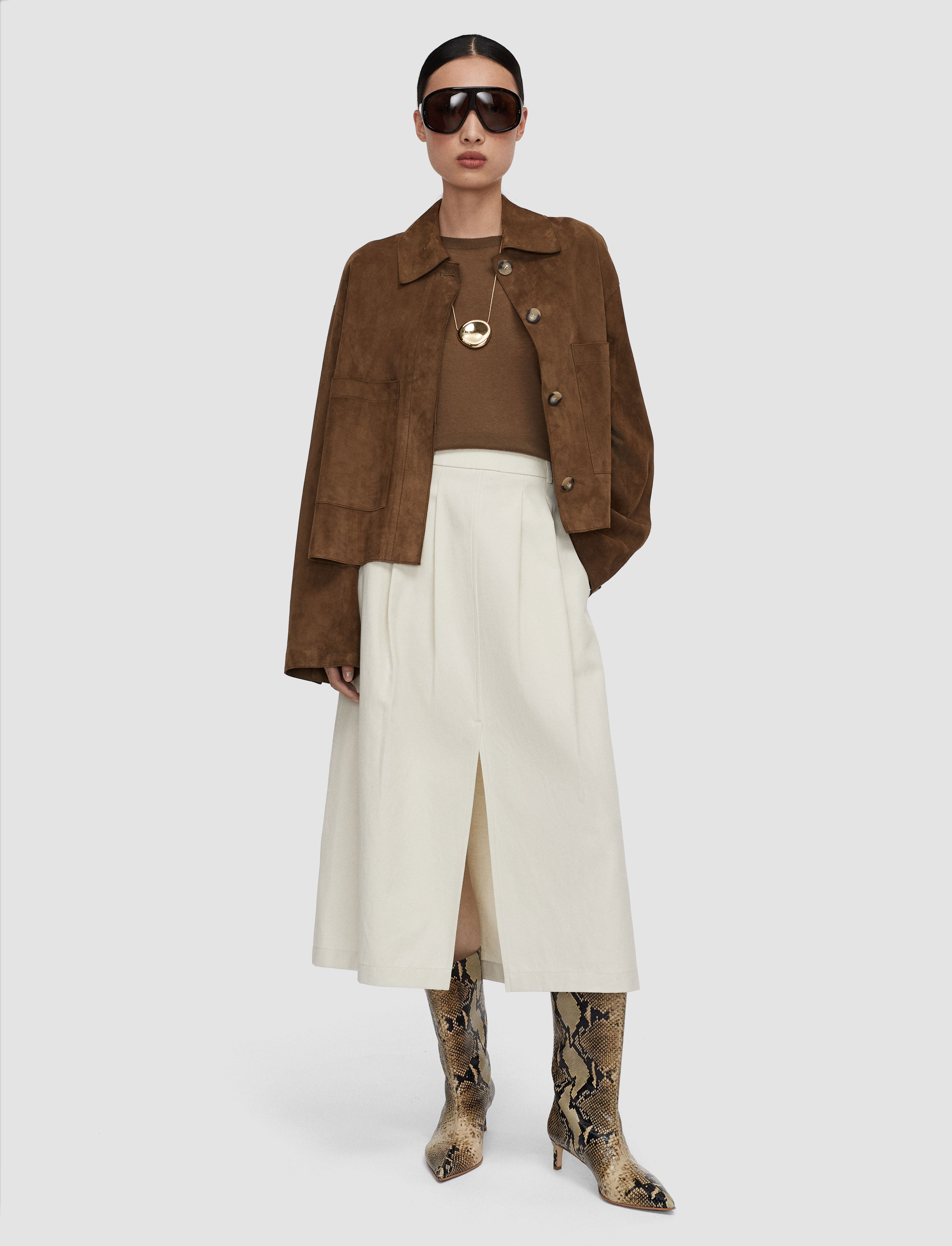 Kharis Cotton Twill スカート - 白 | JOSEPH JP