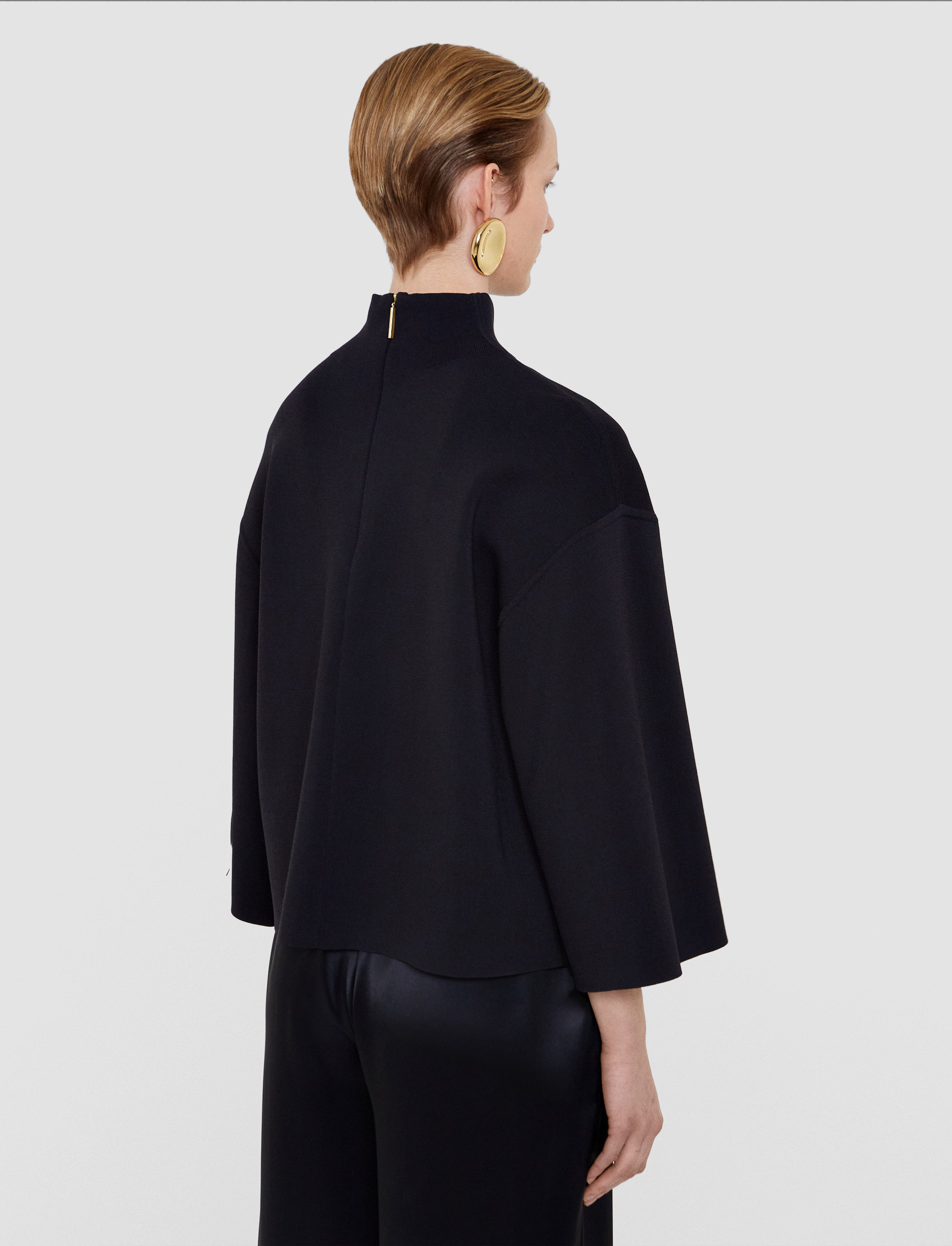 ブラック-larrey-compact-milano-knit-トップ-JOSEPH