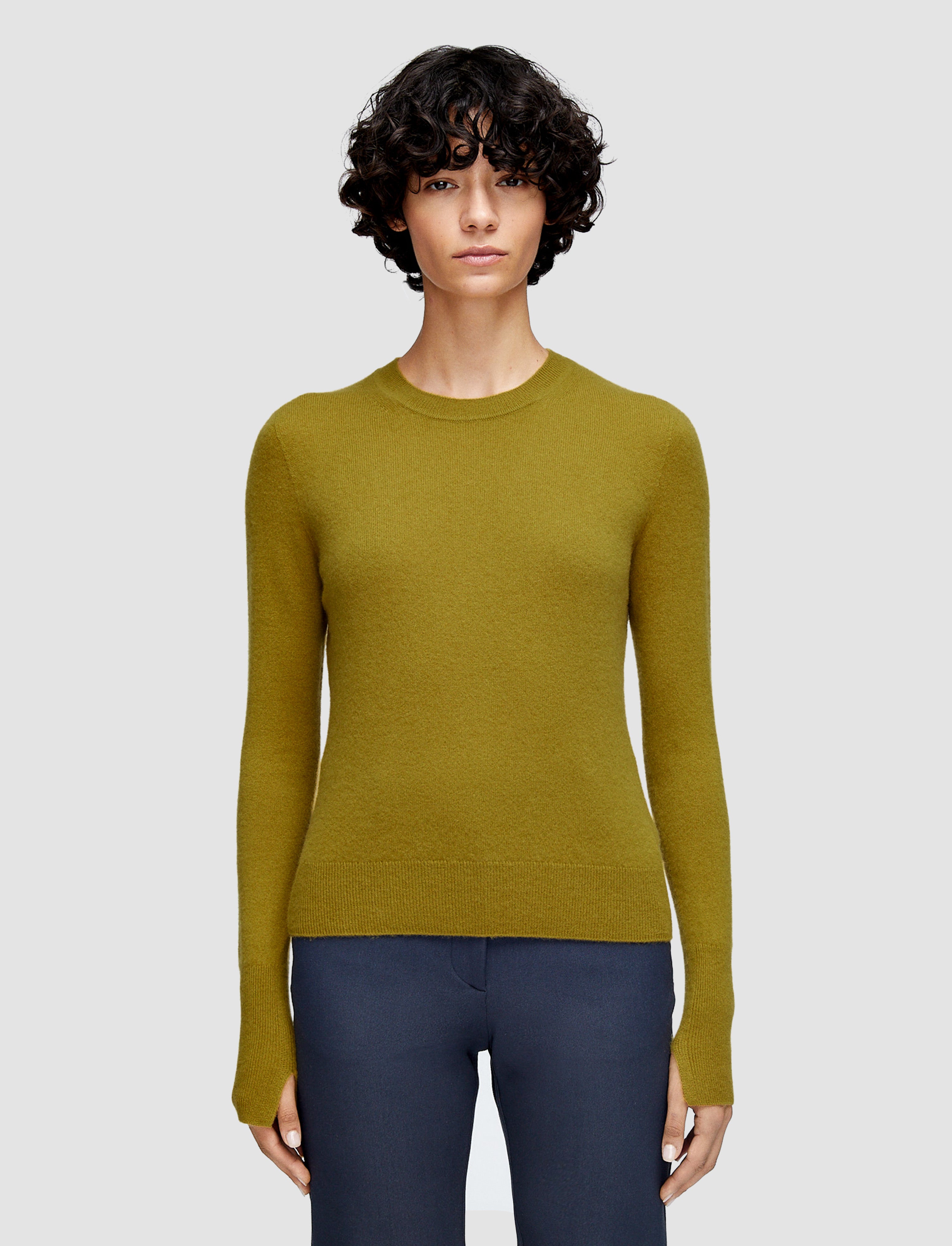 グリーン-light-pure-cashmere-ラウンドネックジャンパー-JOSEPH