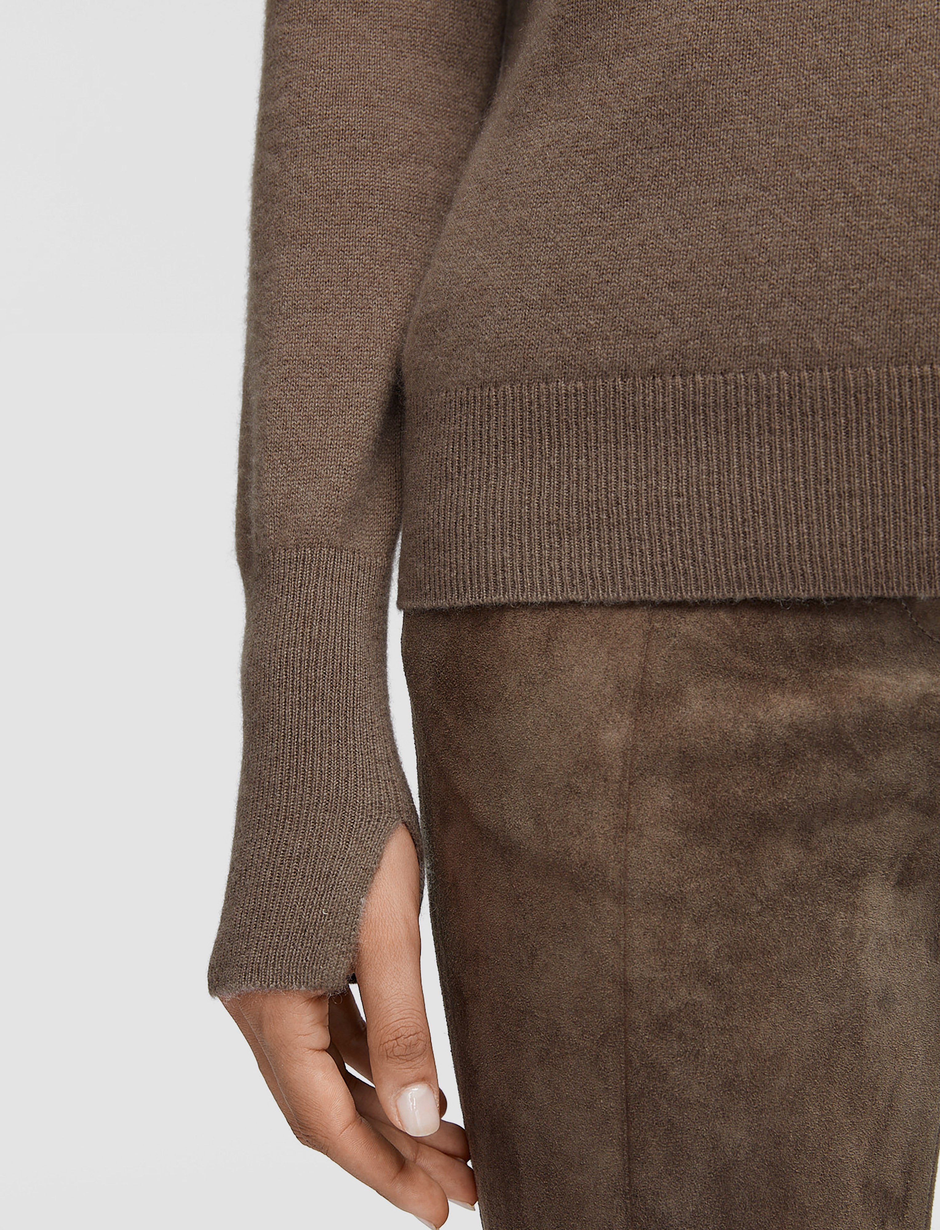 marron-pull-col-v-en-pur-cachemire-leger-JOSEPH