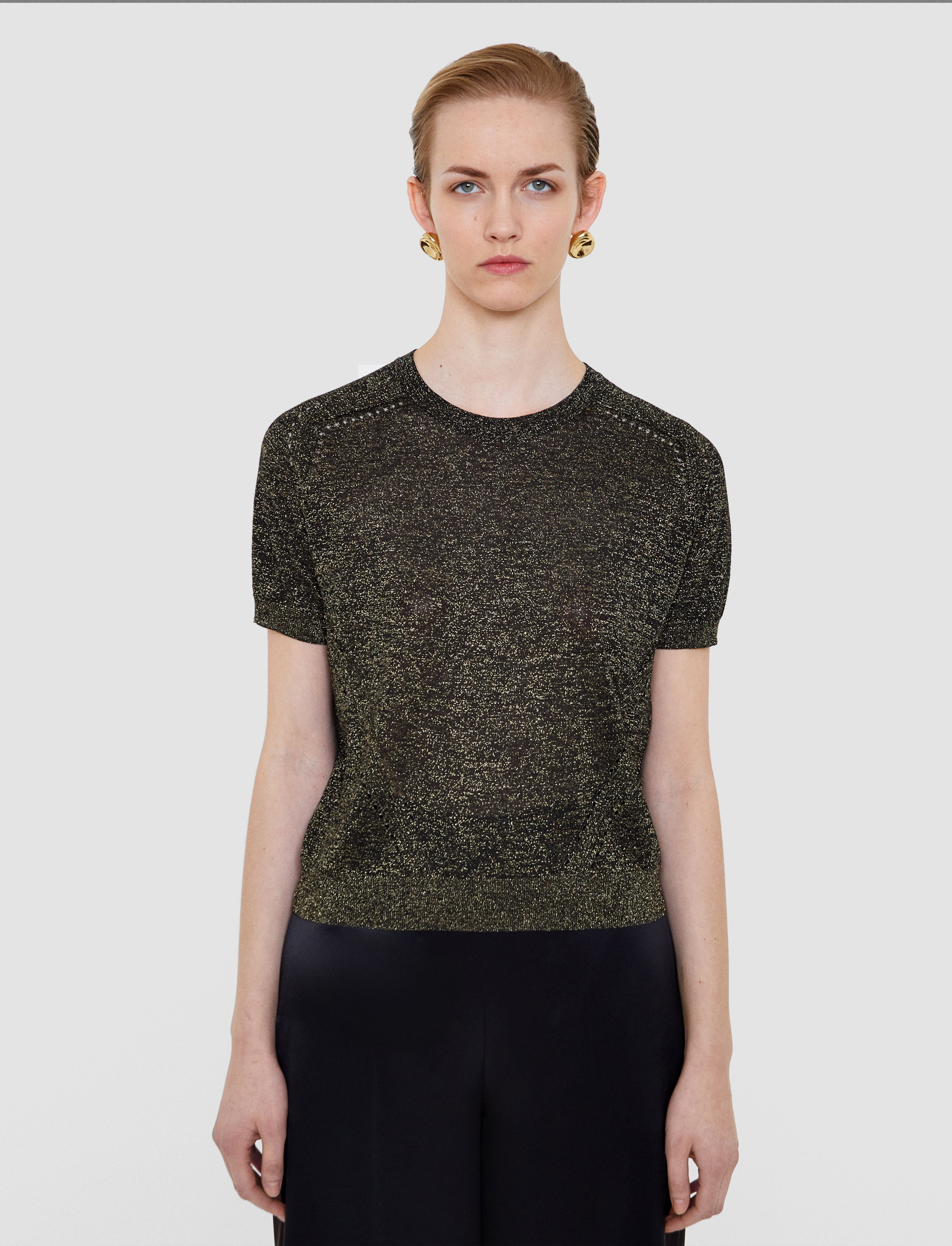 ブラック-lille-lurex-knit-トップ-JOSEPH
