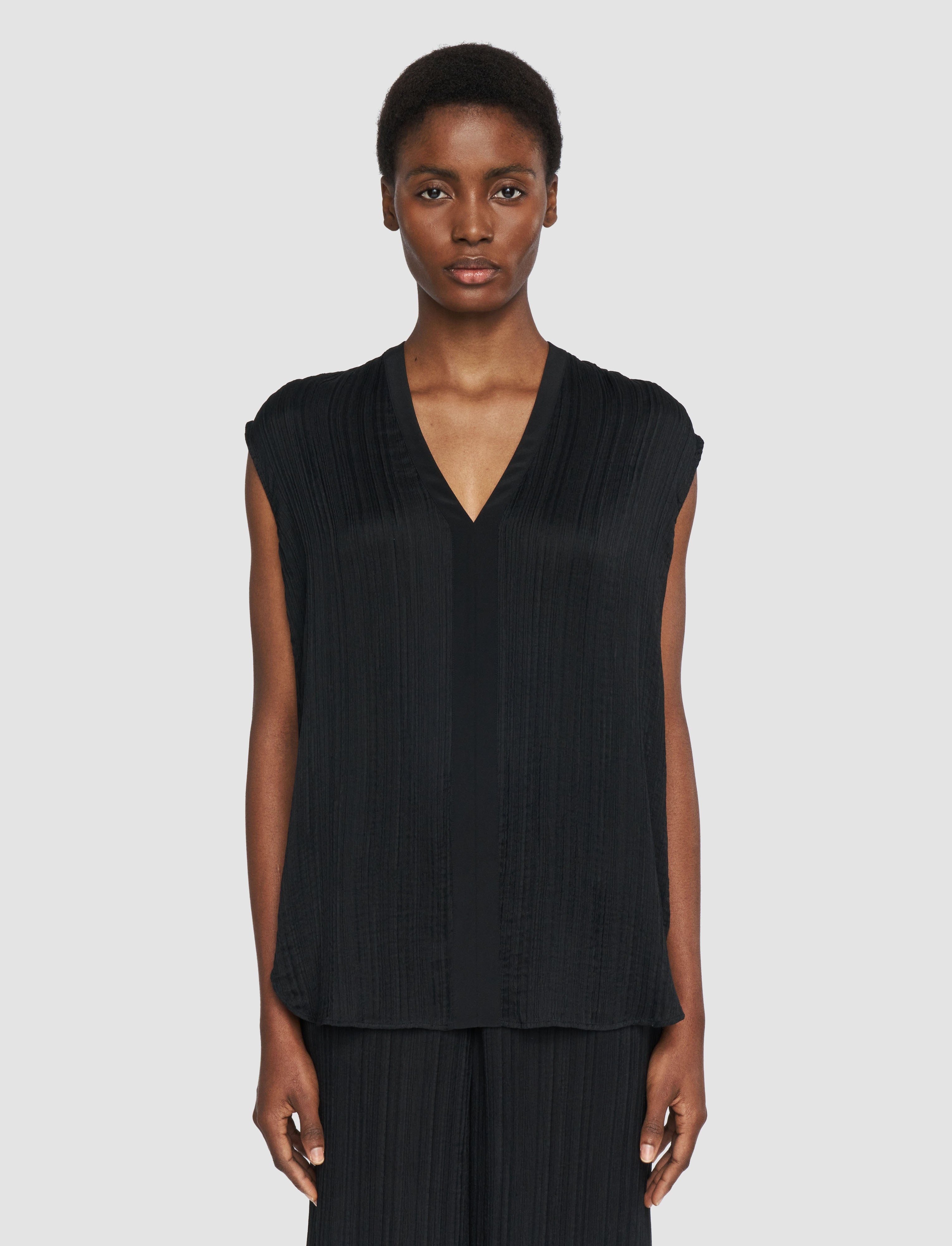 black-lucien-pleat-jacquard-blouse-JOSEPH