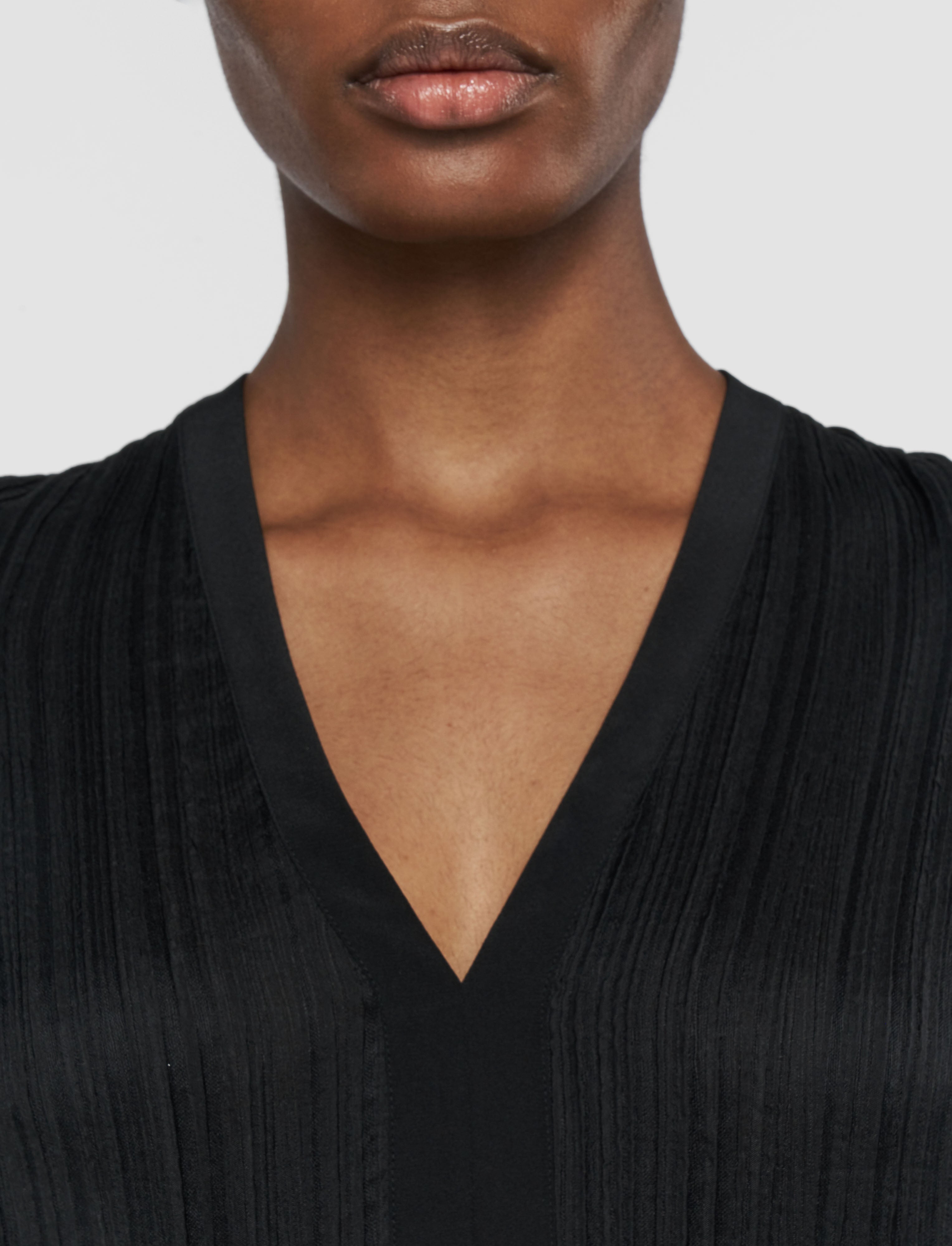 black-lucien-pleat-jacquard-blouse-JOSEPH