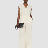 White Lucien Pleat Jacquard Blouse - Joseph