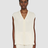 White Lucien Pleat Jacquard Blouse - Joseph
