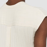 White Lucien Pleat Jacquard Blouse - Joseph