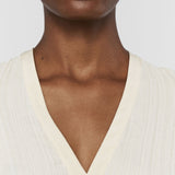 White Lucien Pleat Jacquard Blouse - Joseph