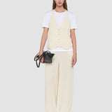 White Mawn Pleat Jacquard Trousers - Joseph