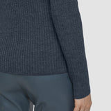 Grey Merino Rib Knit Polo Top - Joseph