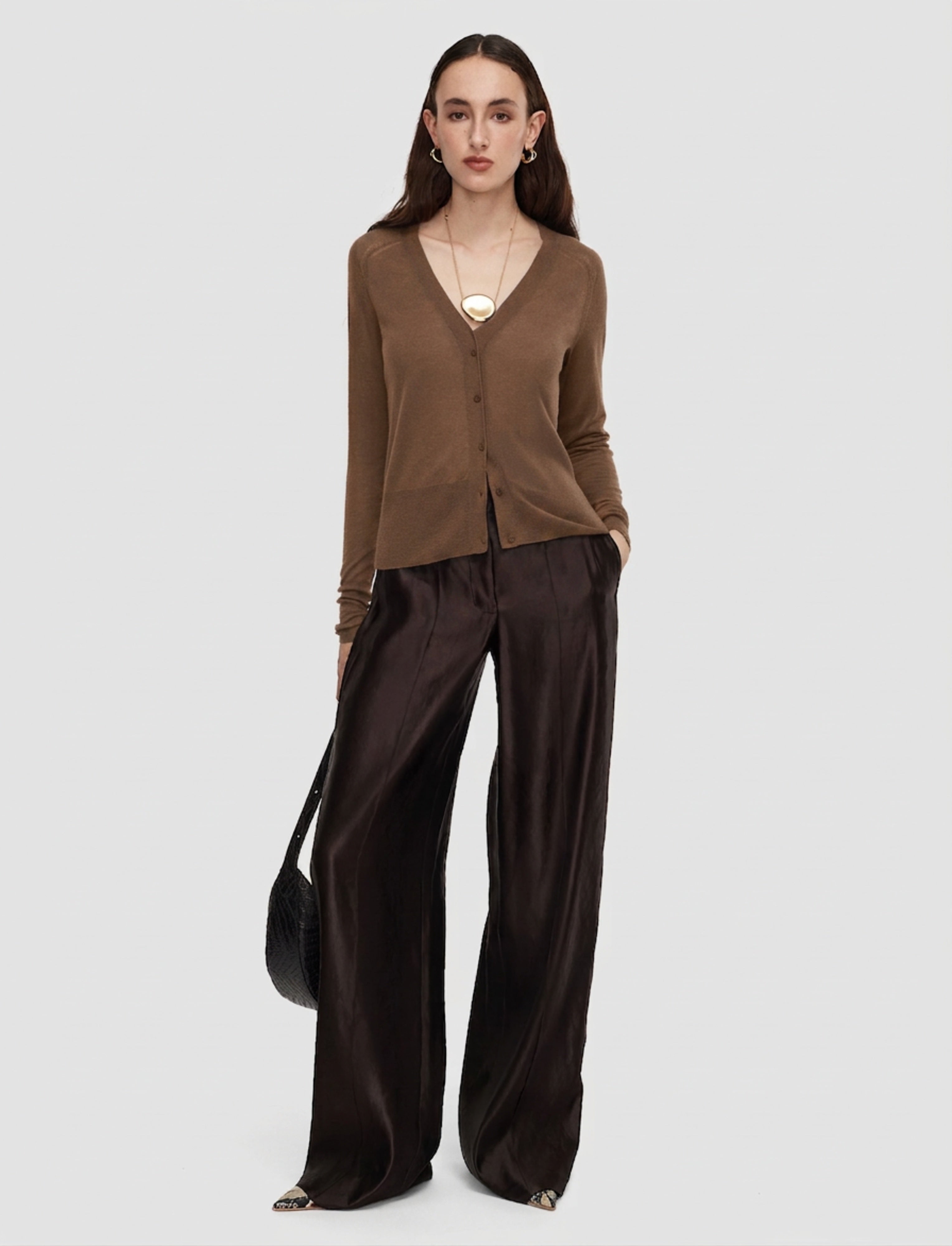 【INTÉRIM】NATURAL BROWN CASHMERE CARDIGAN Nisus Cashair Cardigan in Brown | JOSEPH US
