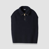 Black Raffet Fisherman Rib Cashmere Vest - Joseph