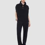 Black Raffet Fisherman Rib Cashmere Vest - Joseph