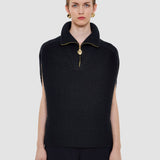 Black Raffet Fisherman Rib Cashmere Vest - Joseph