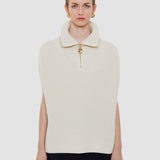 White Raffet Fisherman Rib Cashmere Vest - Joseph