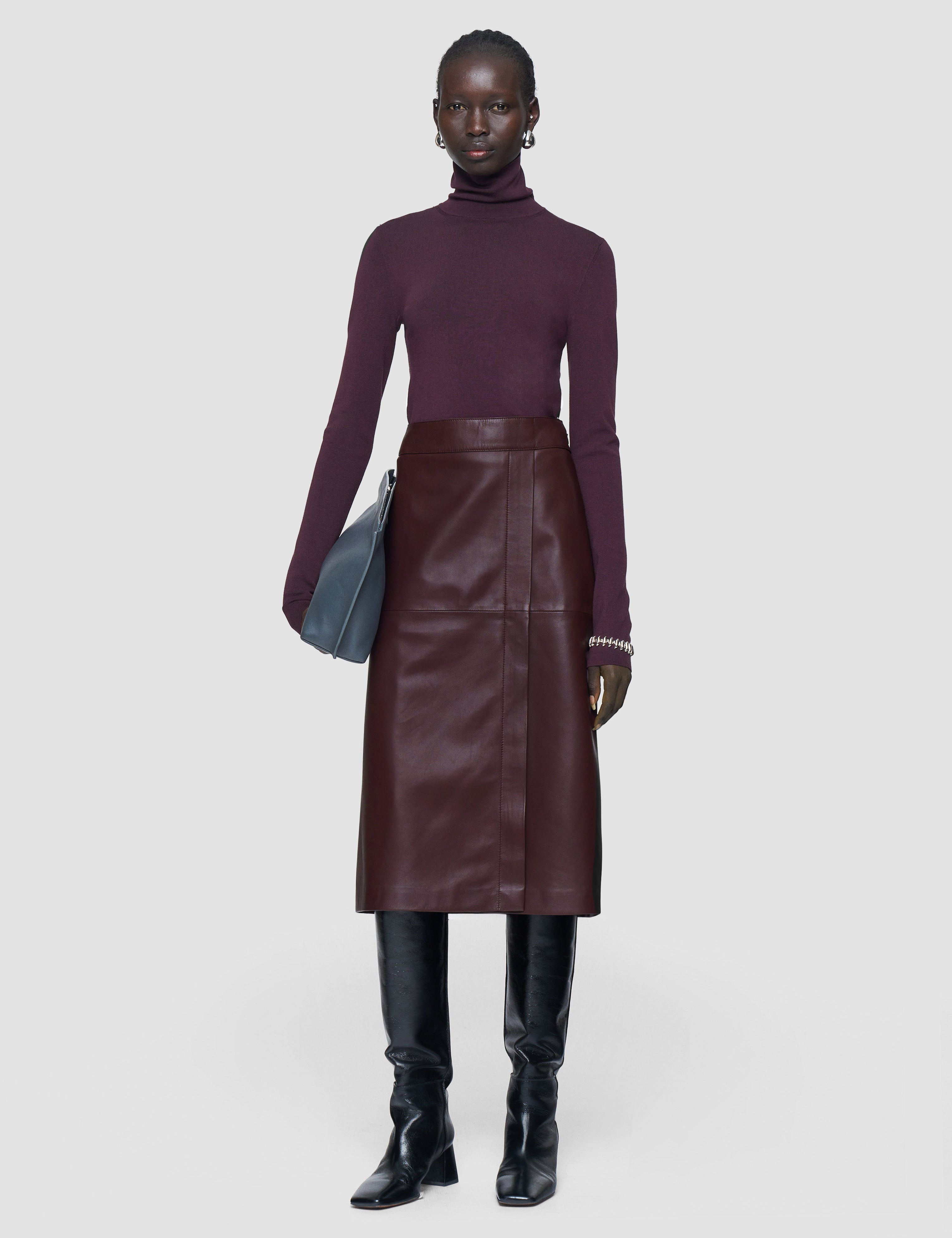 Purple Sèvres Nappa Leather Skirt - Joseph