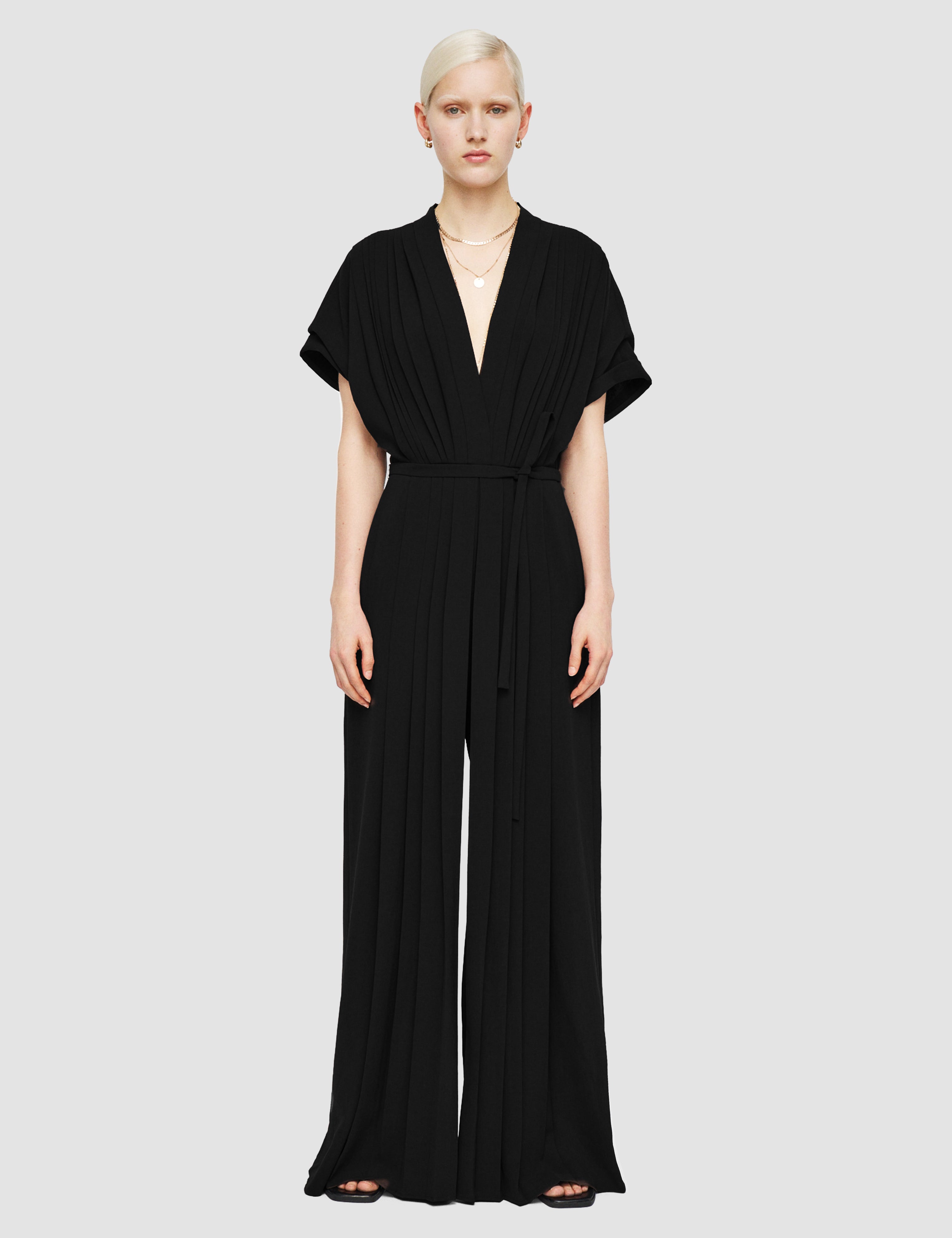Black Sofia Airy Plissé Jumpsuit - Joseph