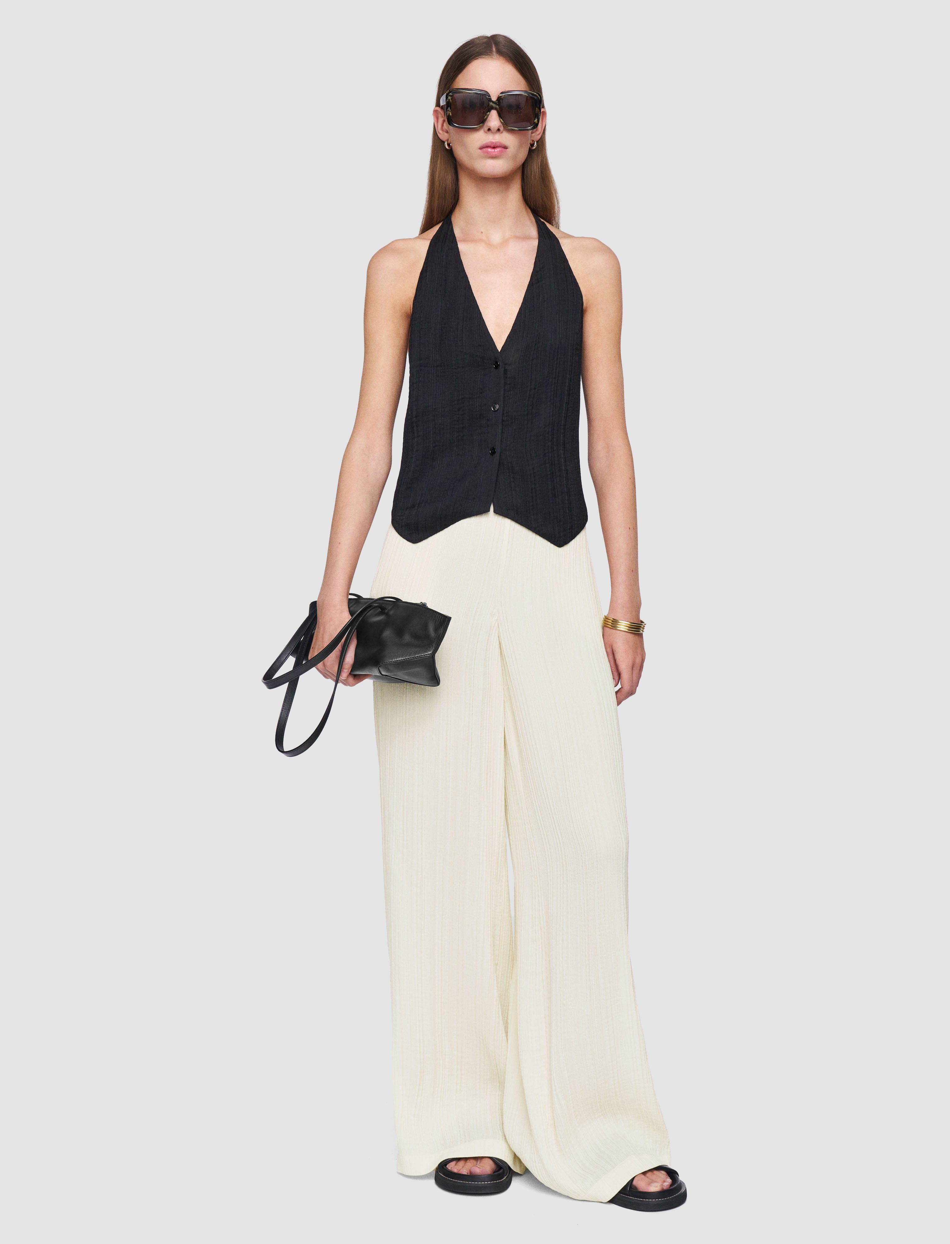 black-suez-pleat-jacquard-tie-waistcoat-JOSEPH