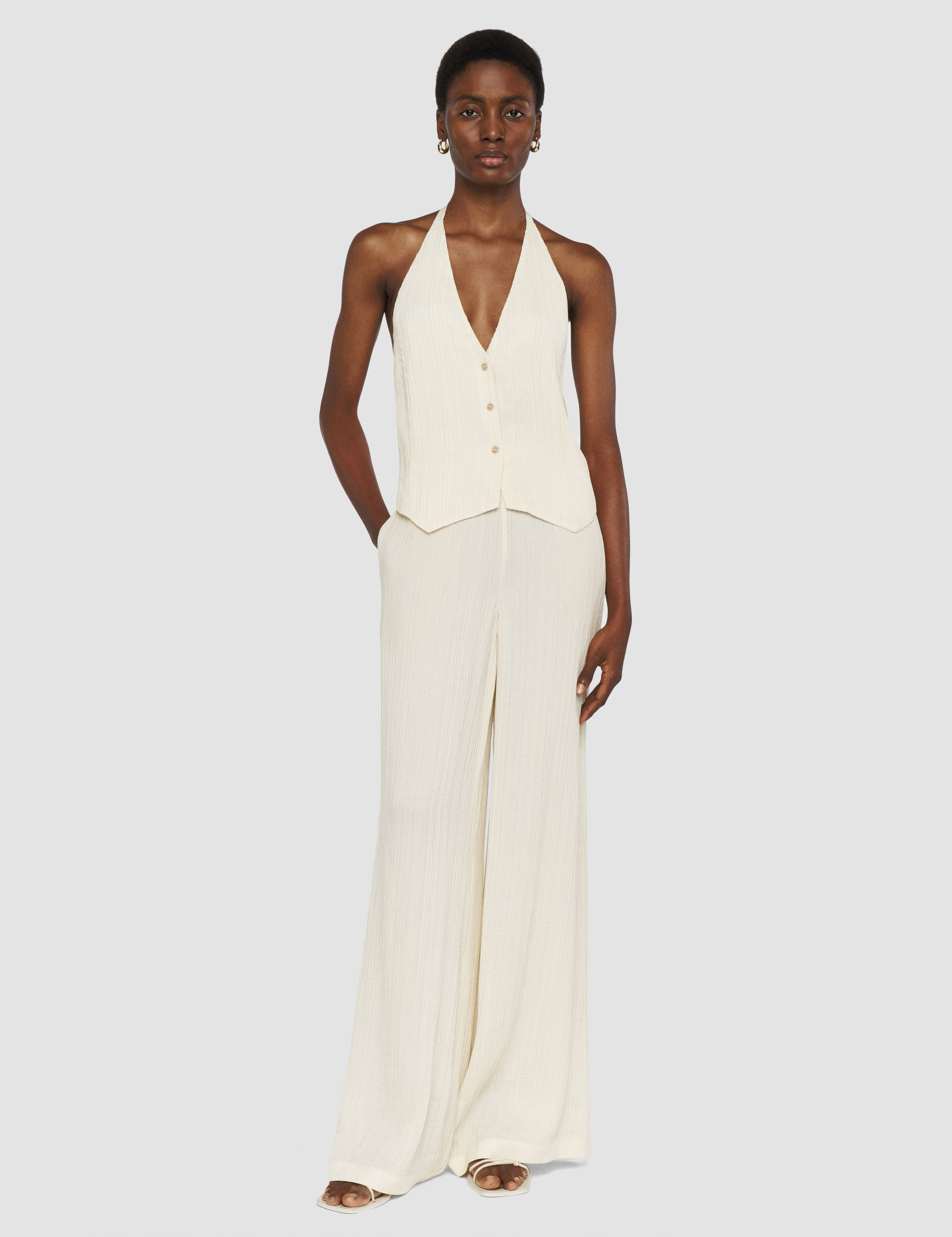 White Suez Pleat Jacquard Jacket - Joseph