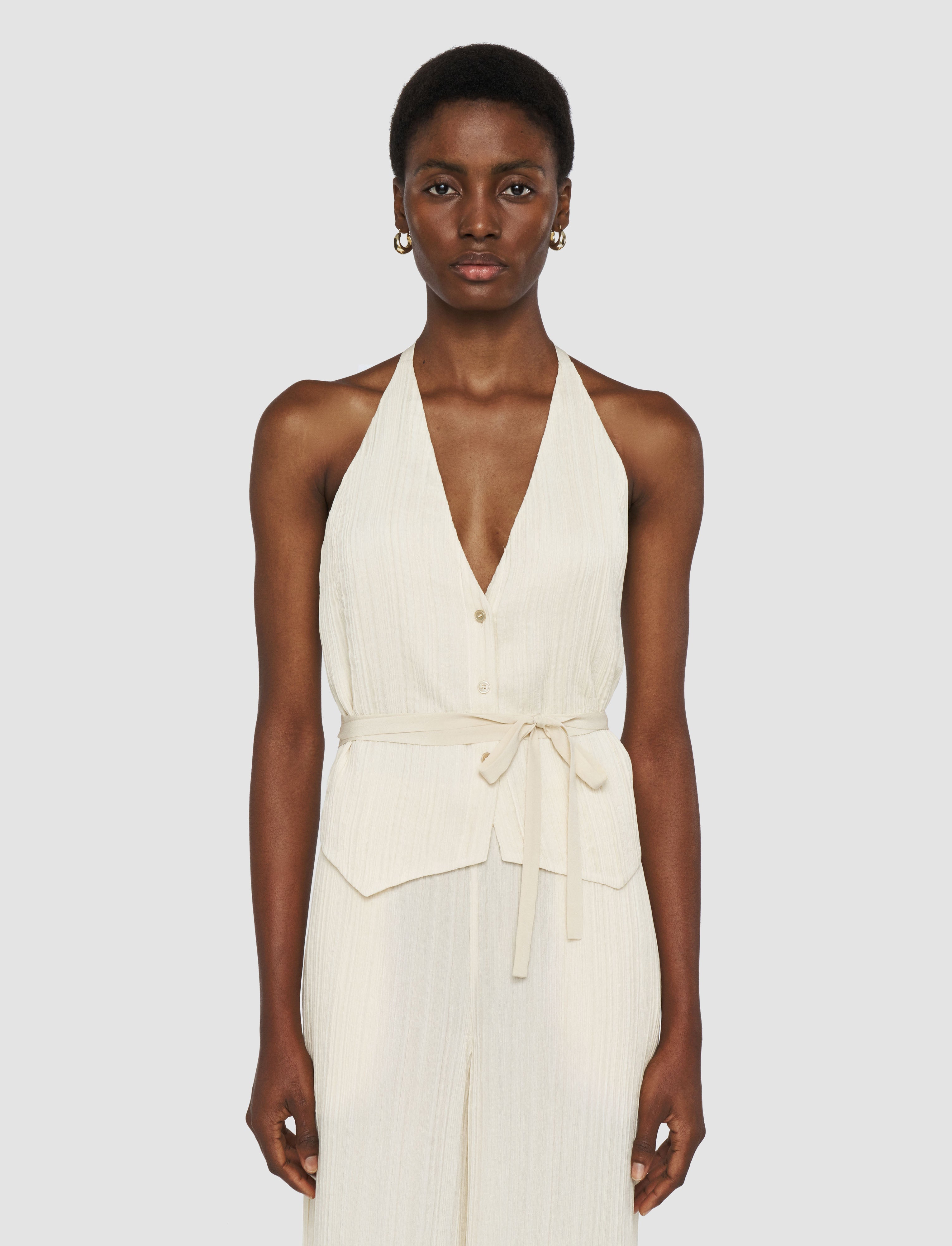 white-suez-pleat-jacquard-tie-waistcoat-JOSEPH