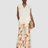 Thoresby Marble Print Silk Trousers