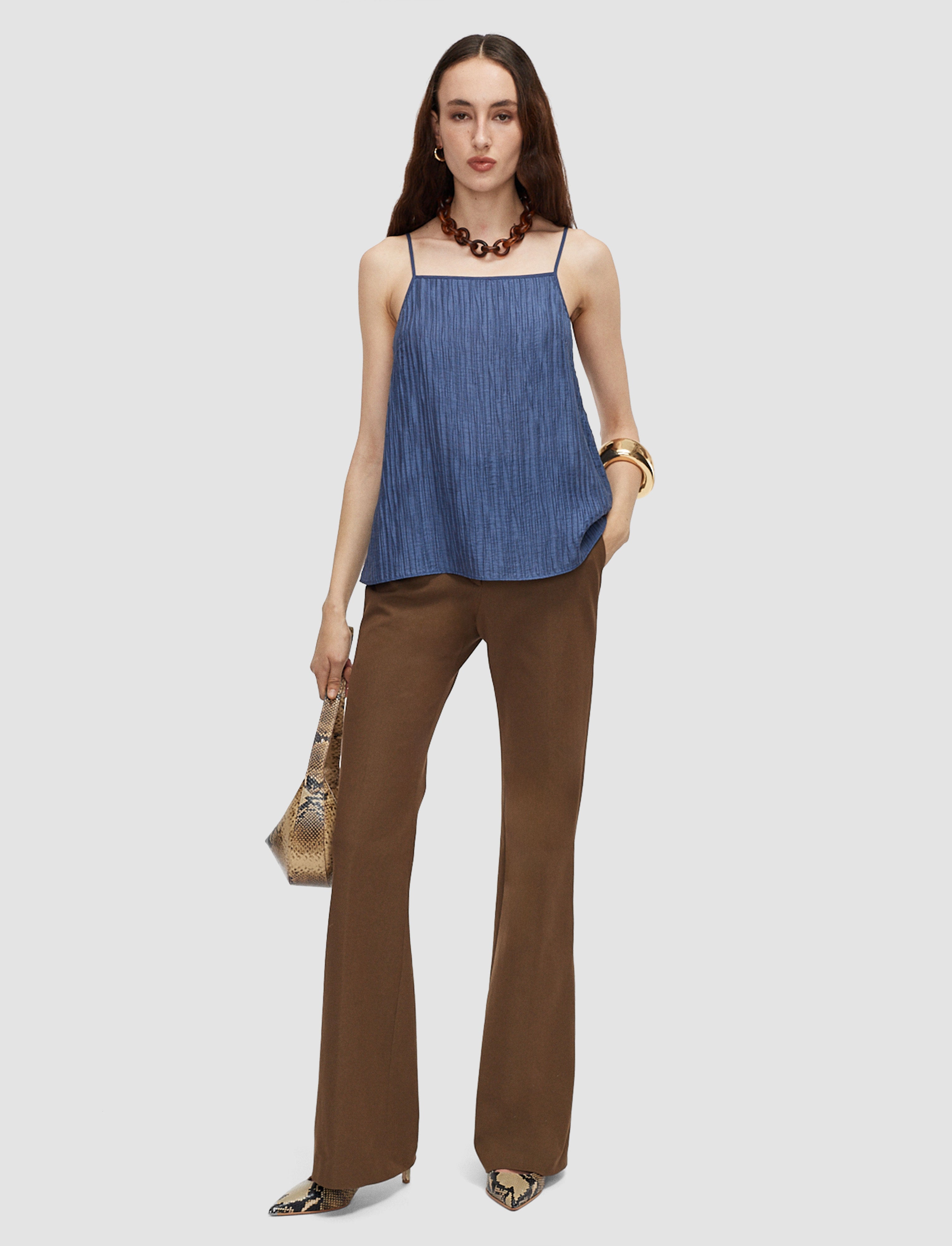 Titana Fluid Crinkle Camisole in Blue | JOSEPH US