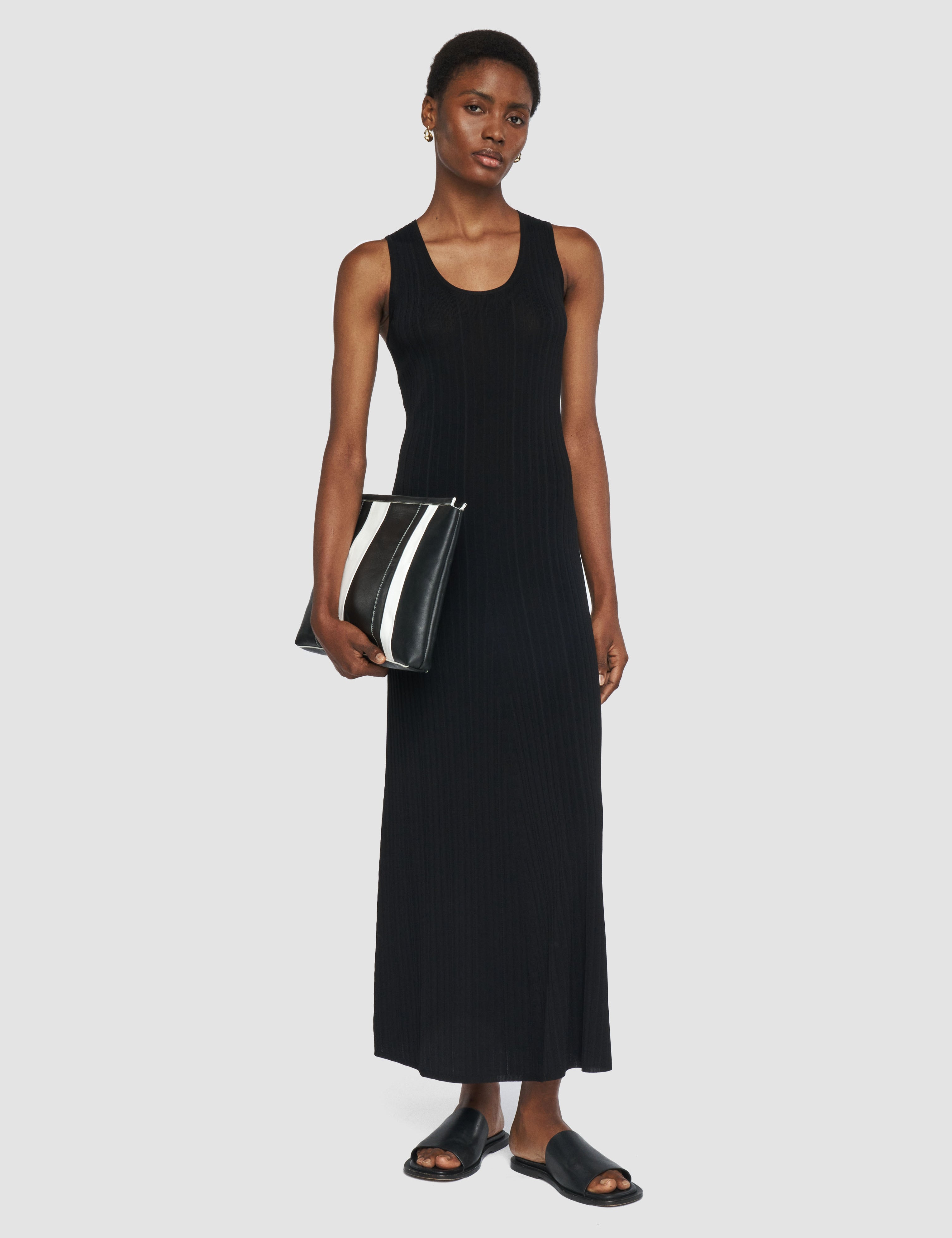 Black Viscose Rib Knit Dress - Joseph