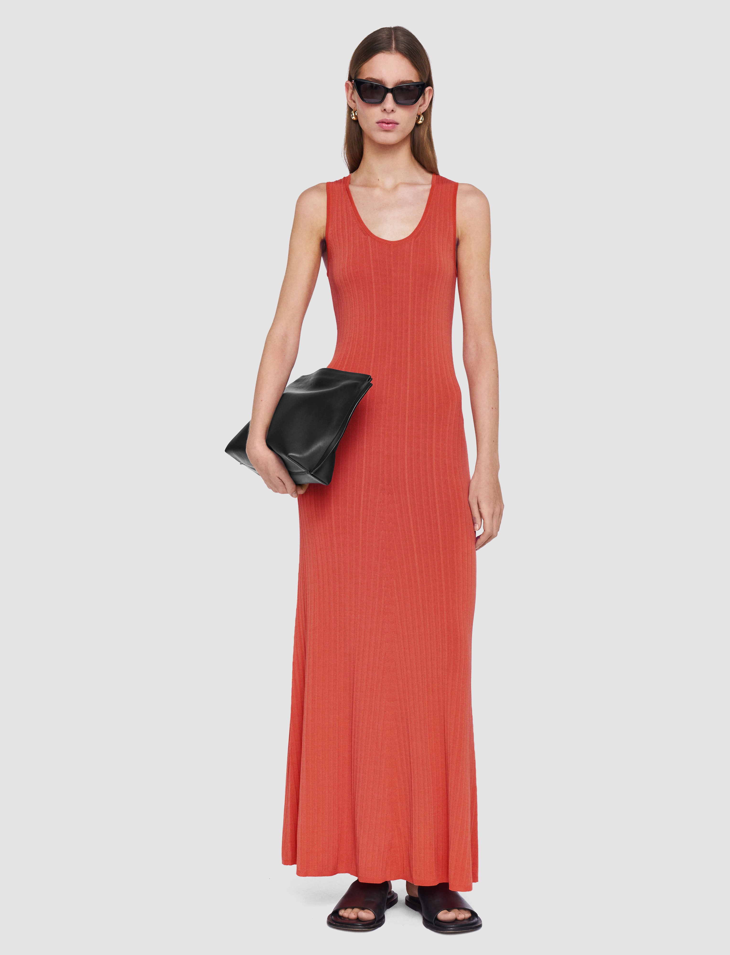 orange-viscose-rib-knit-dress-JOSEPH