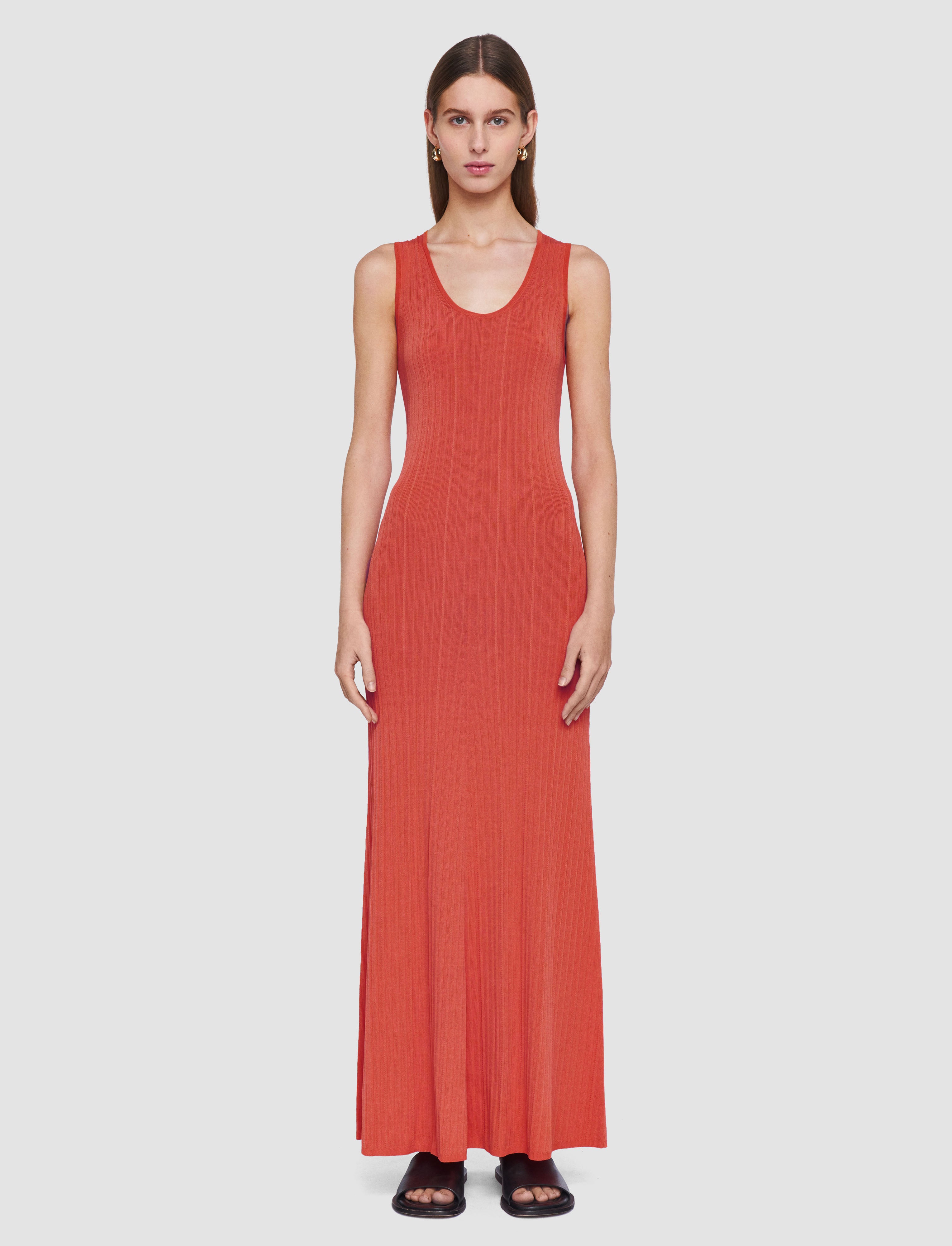 orange-viscose-rib-knit-dress-JOSEPH