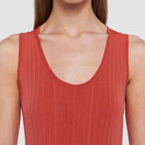 Orange Viscose Rib Knit Dress - Joseph