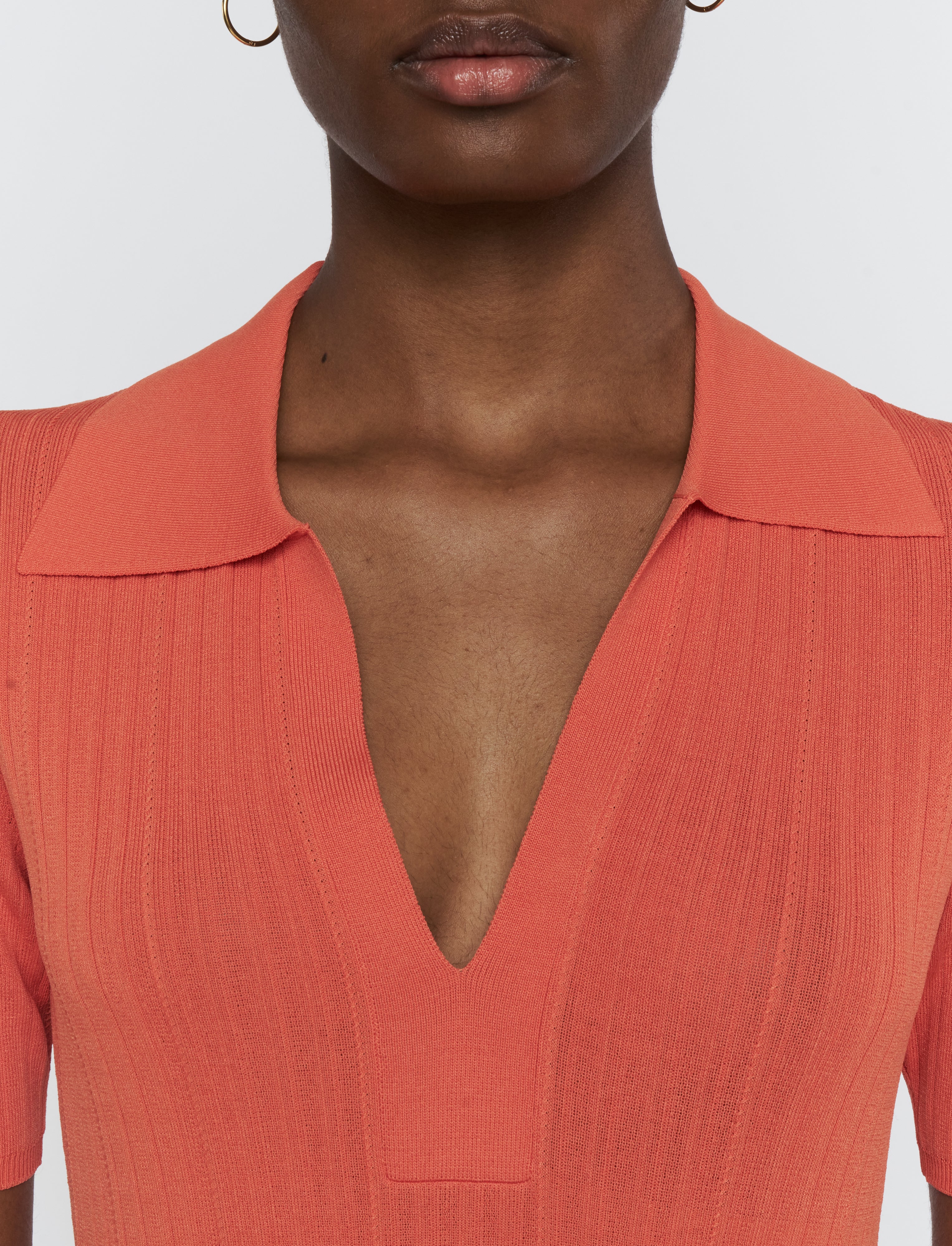 orange-viscose-rib-knit-polo-top-JOSEPH