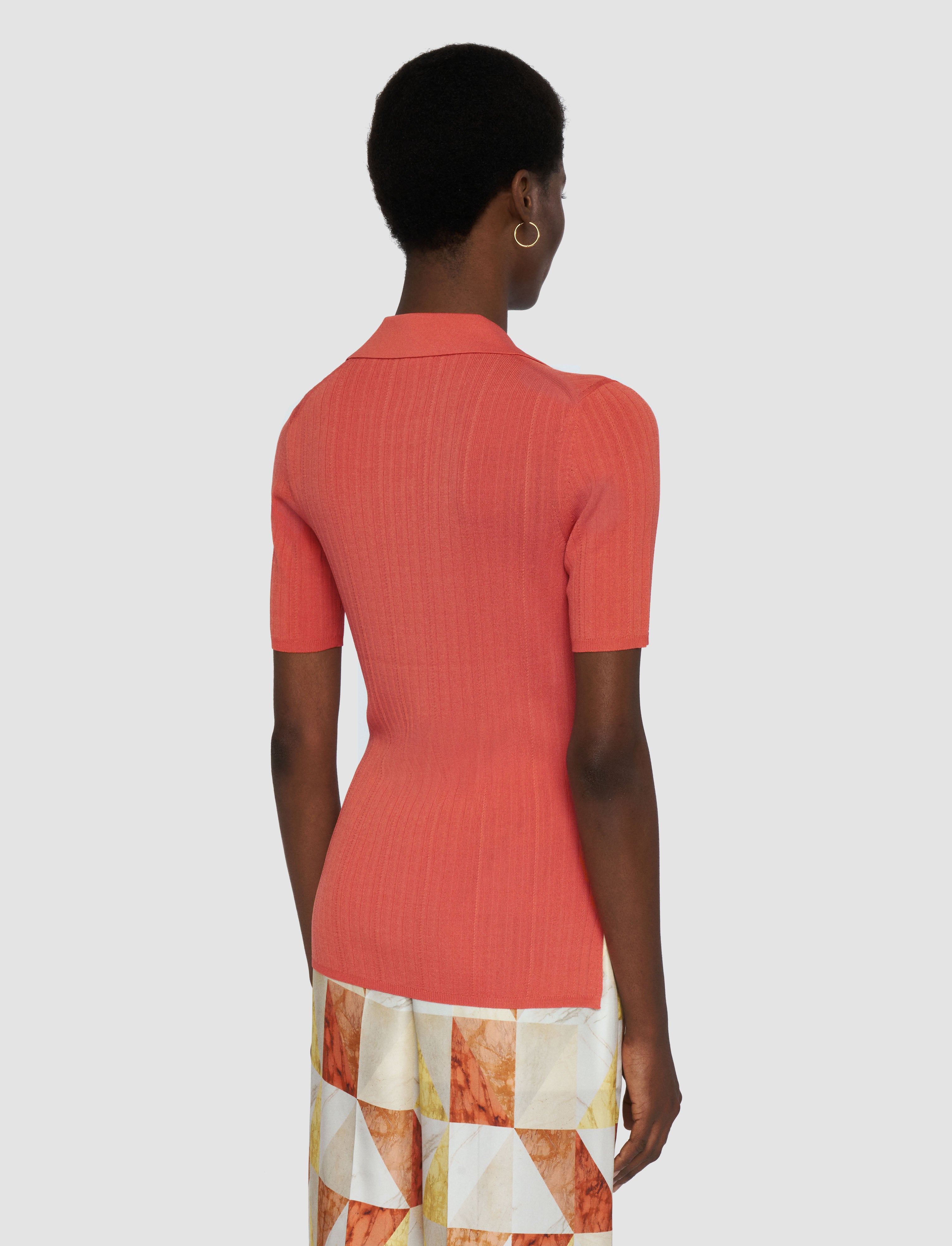 orange-viscose-rib-knit-polo-top-JOSEPH