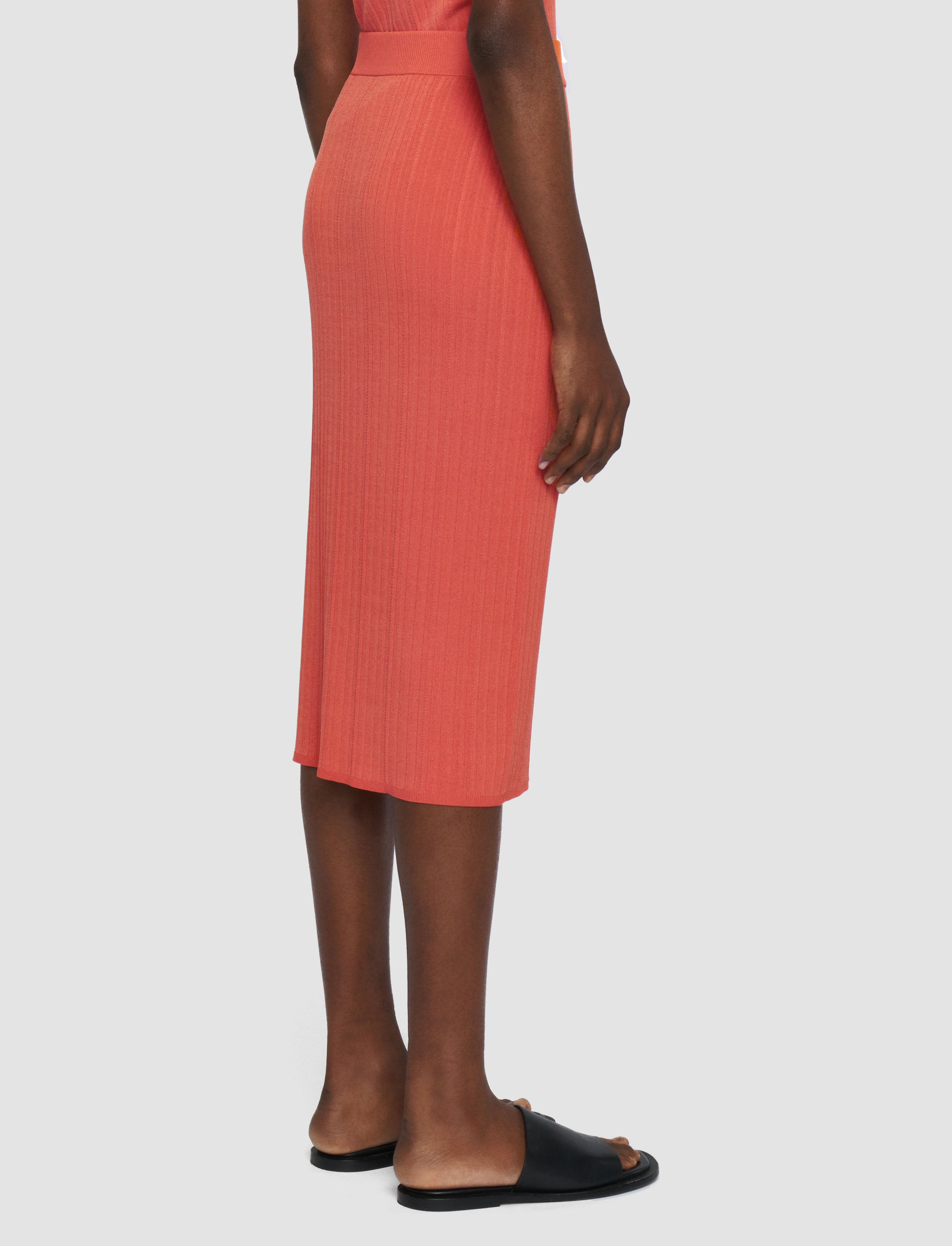 orange-viscose-rib-knit-skirt-JOSEPH