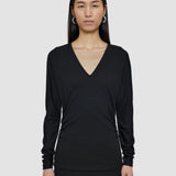 Wool Jersey V Neck Top