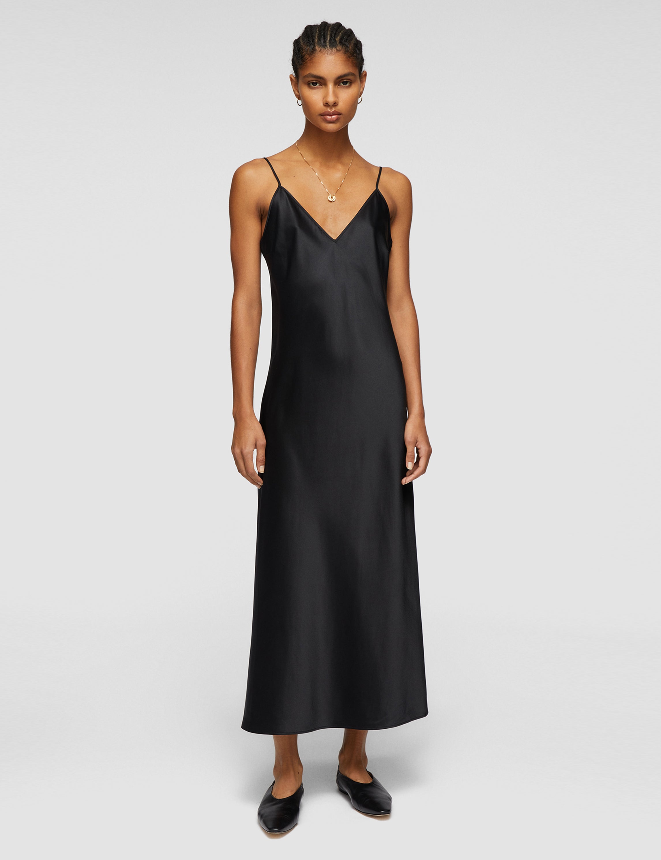 Black Silk Satin Clea Dress - Joseph