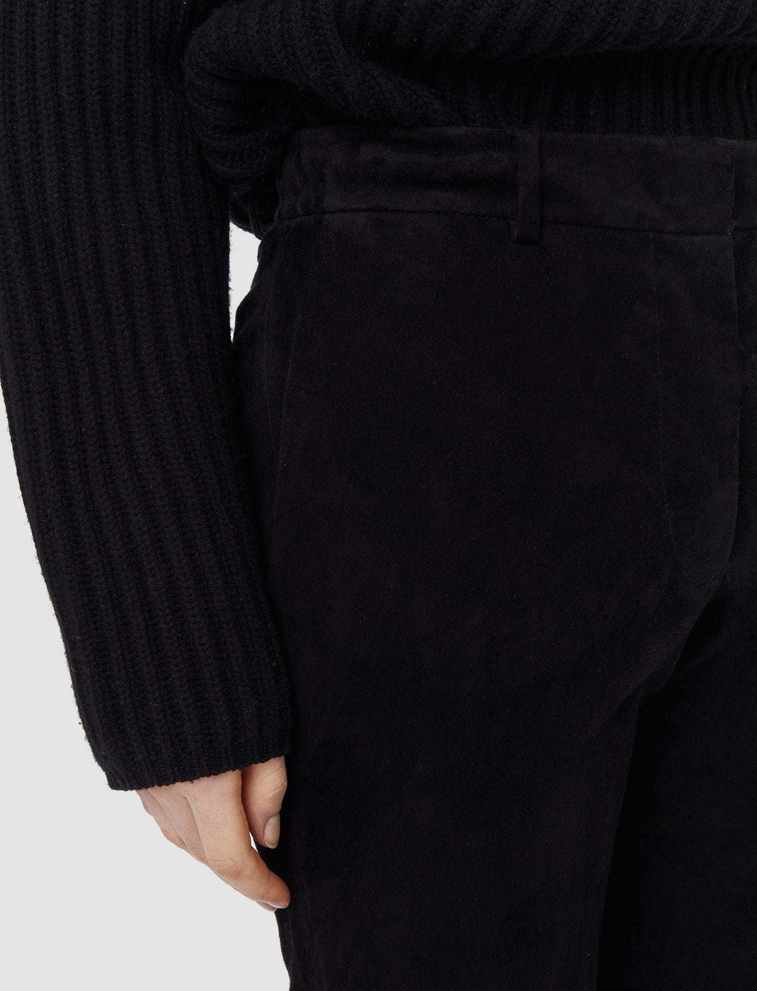 black-suede-stretch-coleman-trousers-JOSEPH