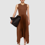 Brown Knit Weave Plissé Dera Dress - Joseph