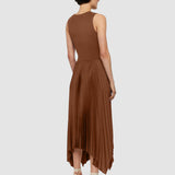 Brown Knit Weave Plissé Dera Dress - Joseph