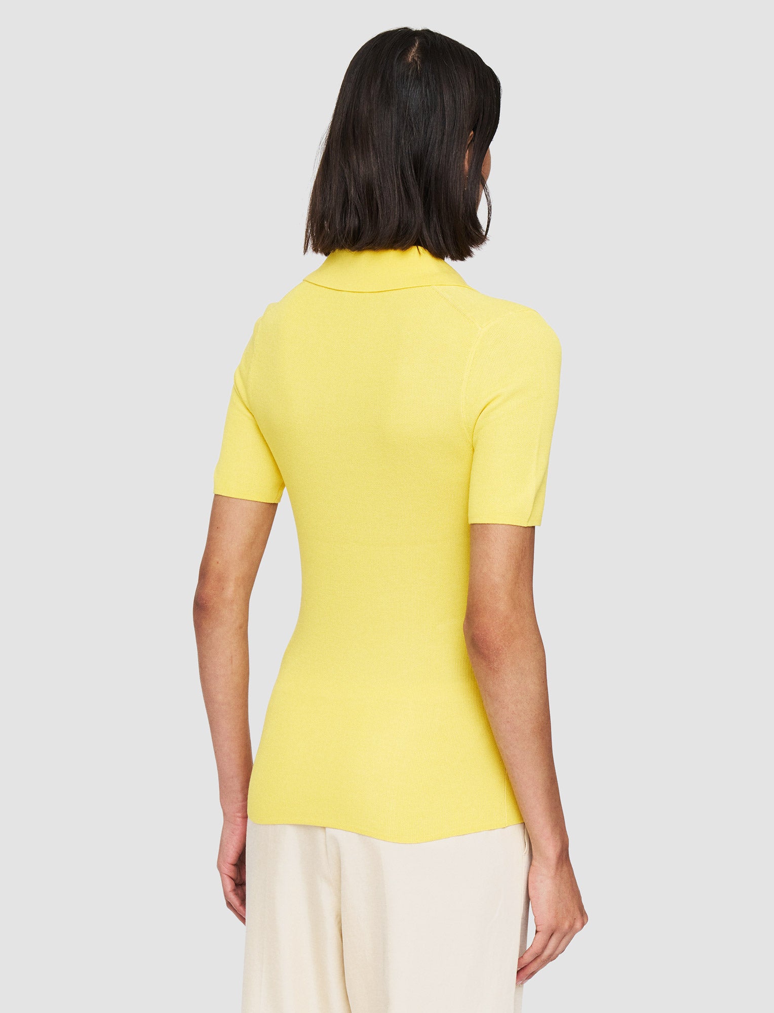 yellow-plated-knit-polo-top-JOSEPH