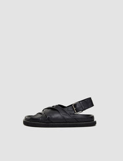 Leather Jazzy Strap Sandals Black