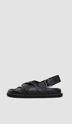 Leather Jazzy Strap Sandals Black