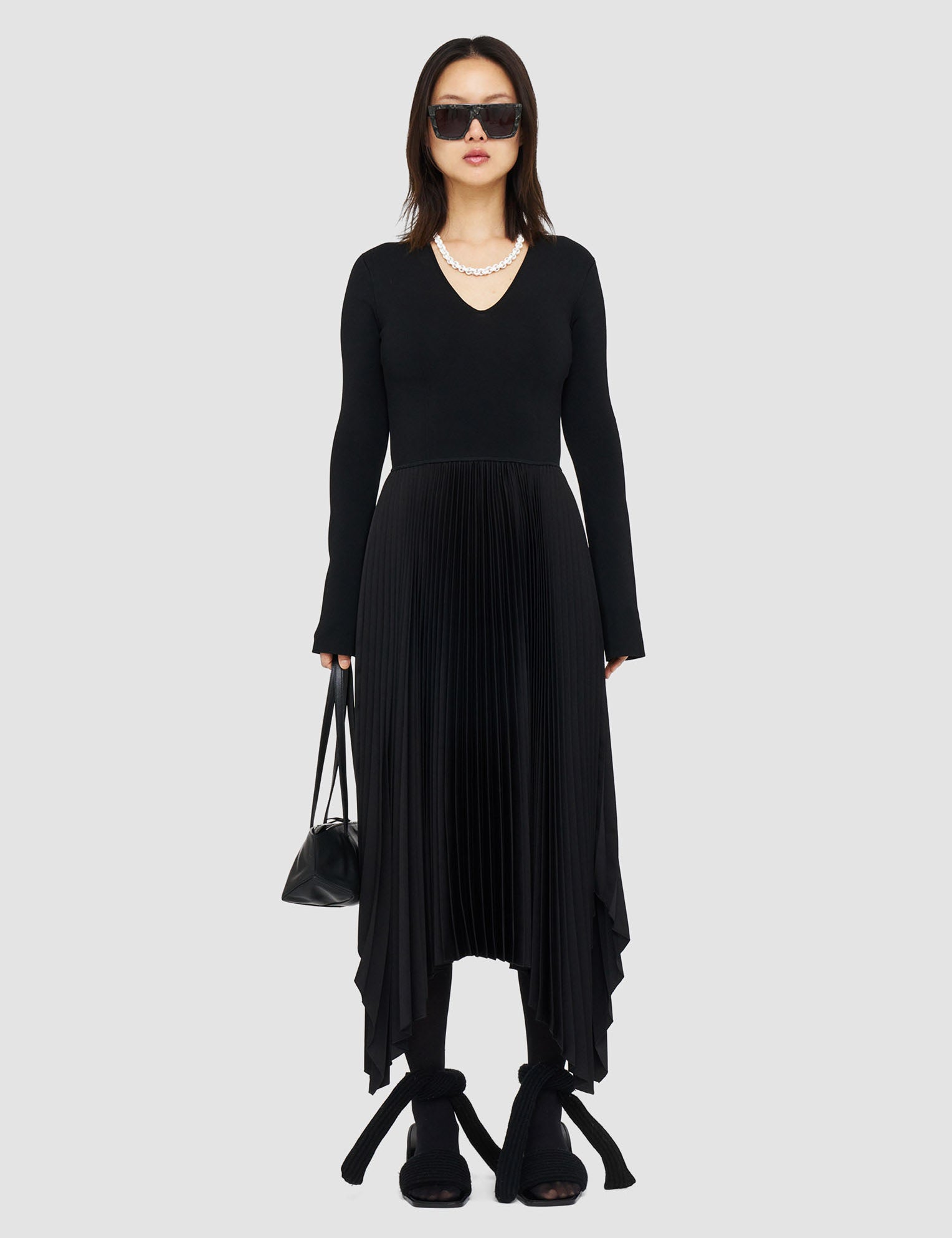 Black Knit Weave Plissé Dubois Dress - Joseph