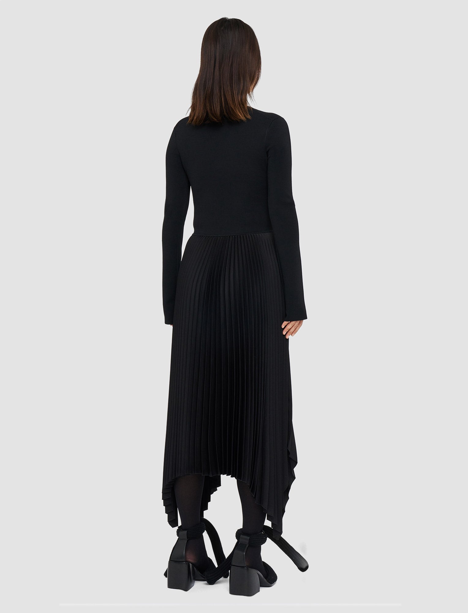 black-knit-weave-plisse-dubois-dress-JOSEPH