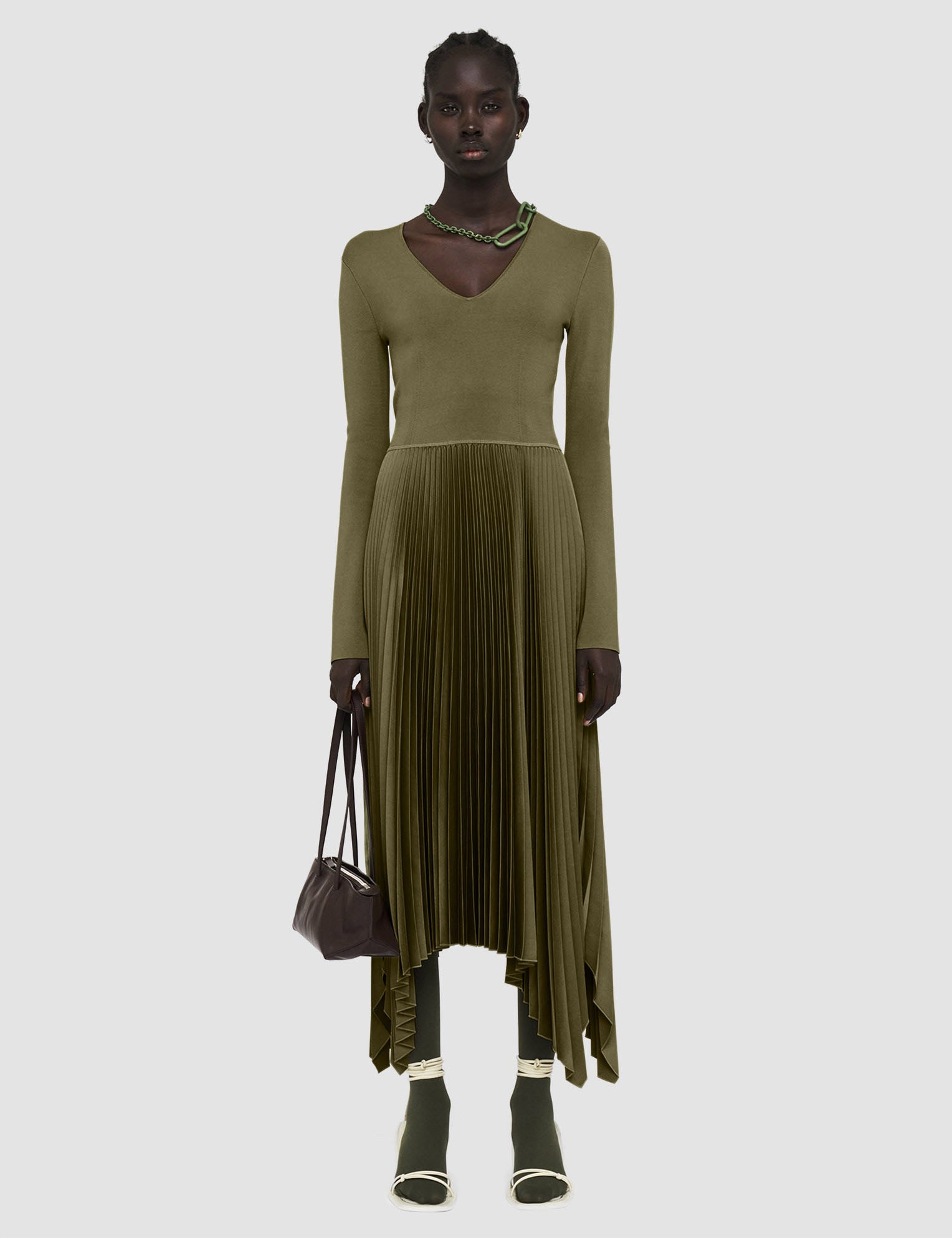 Green Knit Weave Plissé Dubois Dress - Joseph