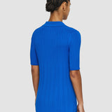 Viscose Ribbed Knitted Polo Top