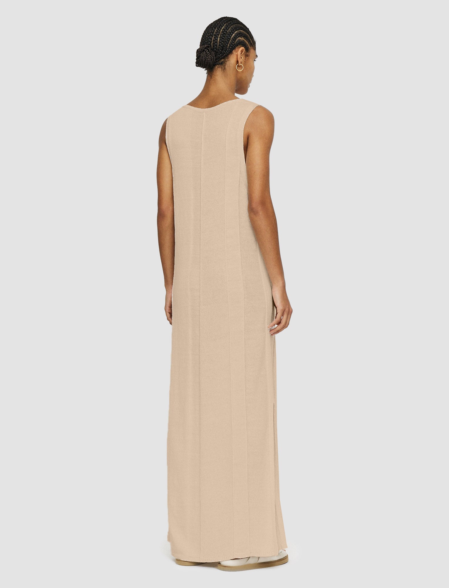 beige-linen-blend-knitted-long-dress-JOSEPH