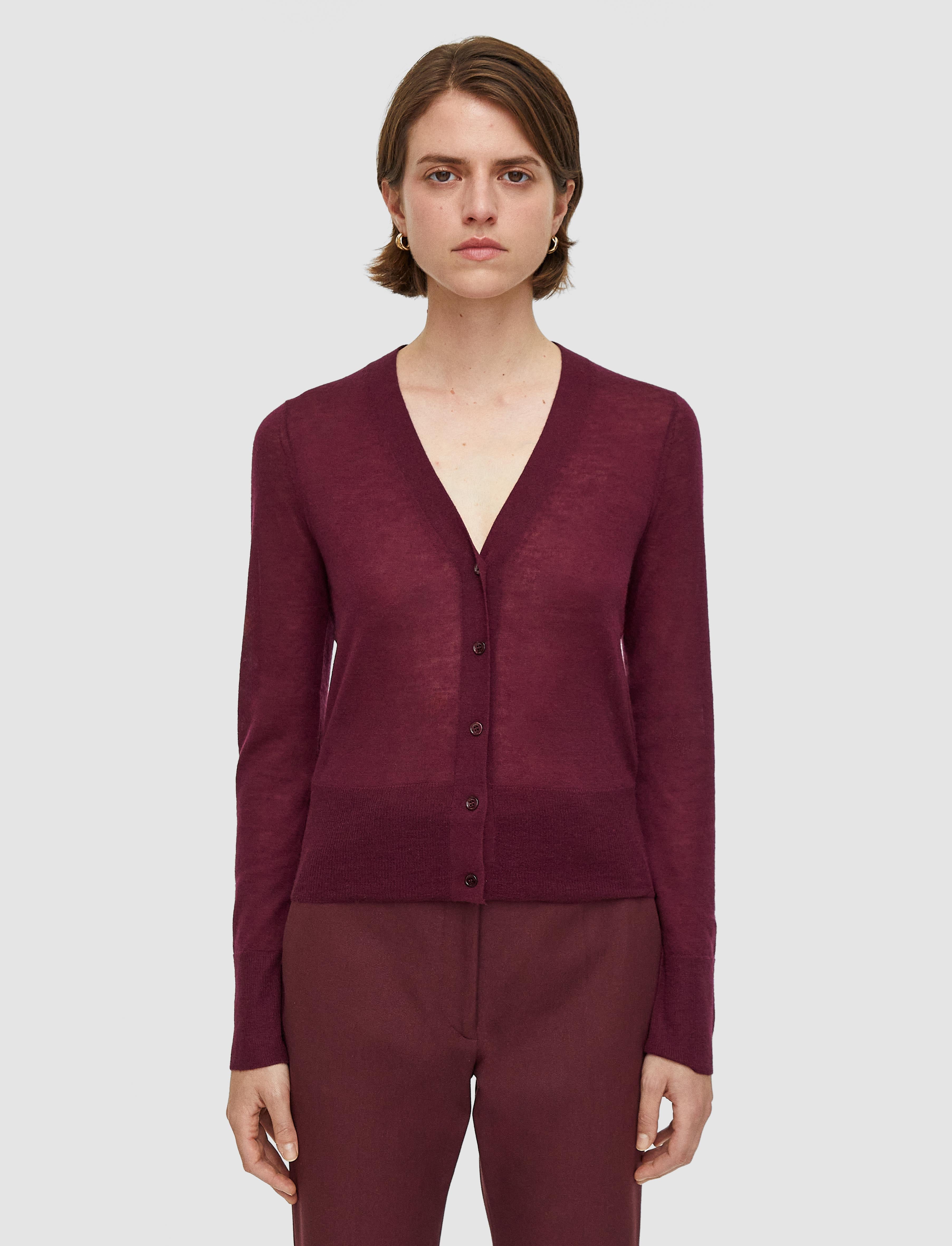 パープル-cashair-カーディガン-JOSEPH