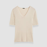 Fine Merino Rib V Neck Top