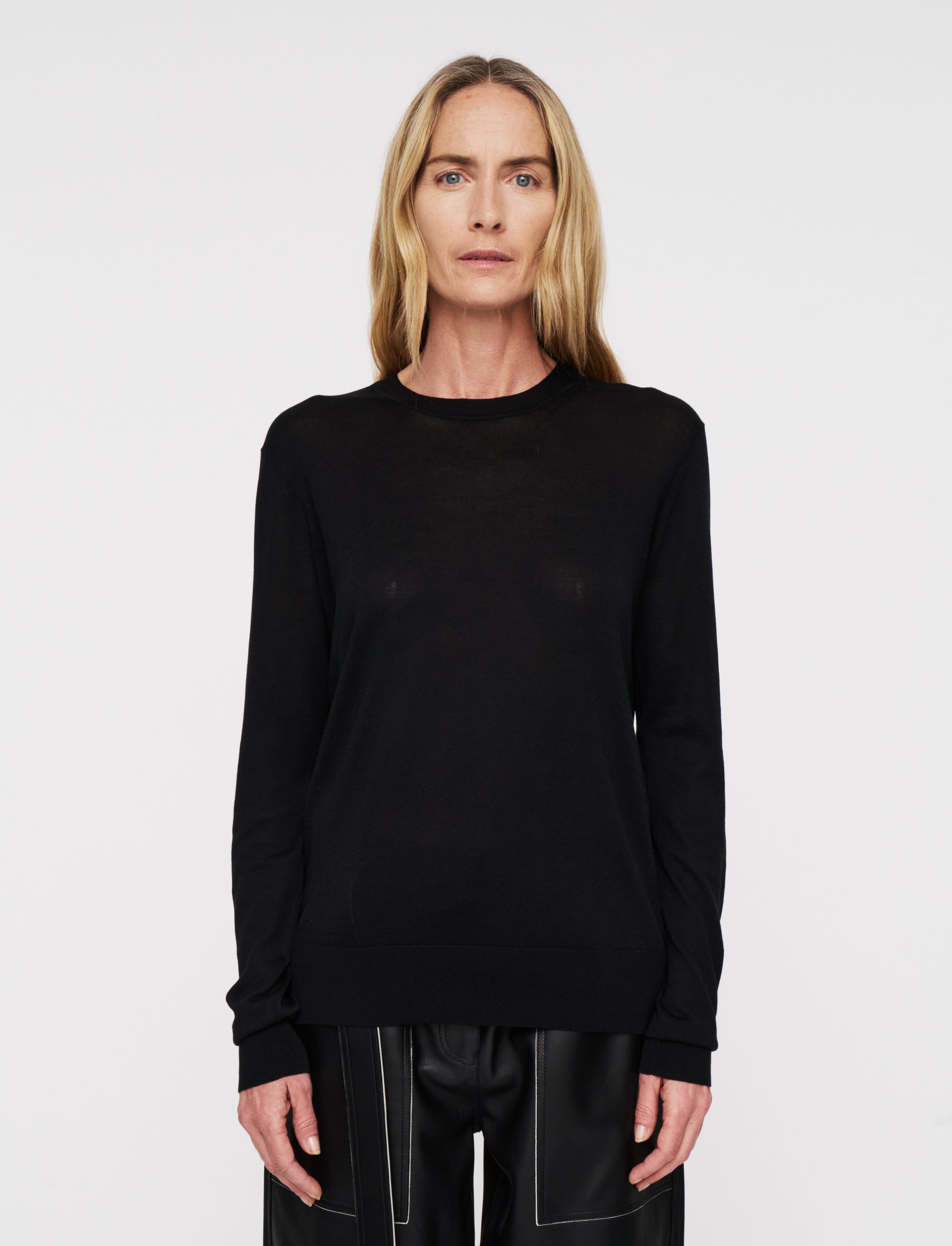 black-superfine-cotton-silk-round-neck-jumper-JOSEPH