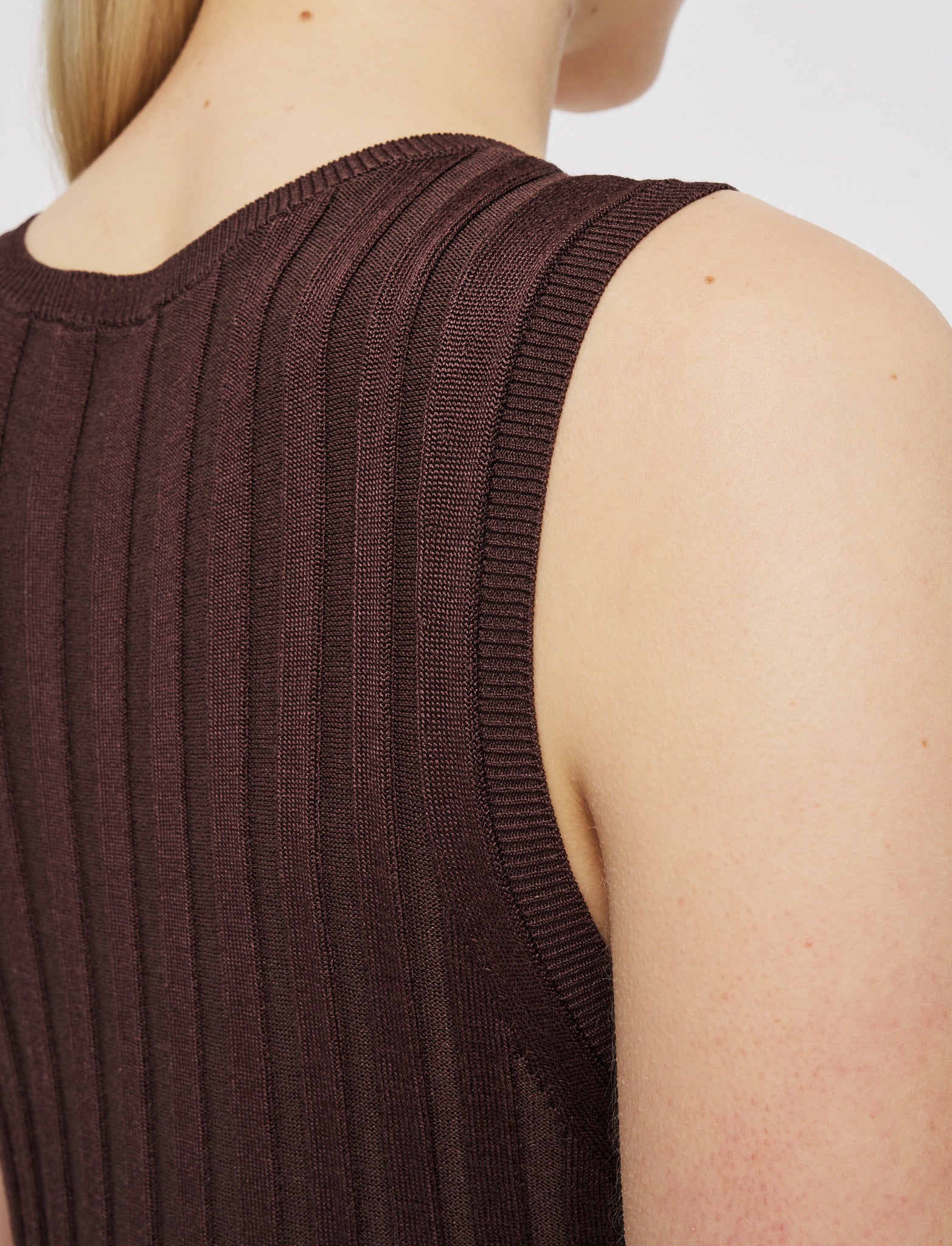 brown-satiny-rib-knit-dress-JOSEPH